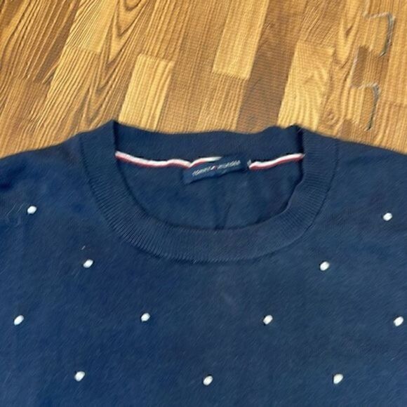 Tommy Hilfiger women’s navy blue cotton sweater. SizeM. - Picture 3 of 5